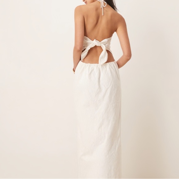 Abercrombie dress White Maxi New halter crochet linen cotton blend medium - Picture 1 of 9